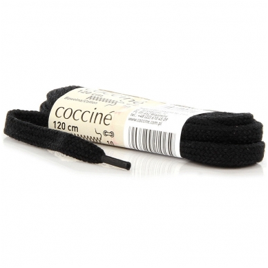 Black waxed cotton shoelaces 120cm Coccine, 1 pair 1