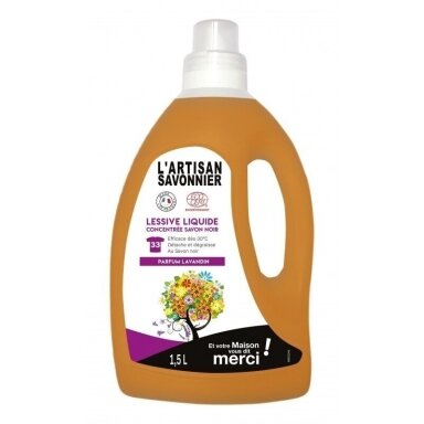 Ekologiškas skalbiklis su  juoduoju muilu koncentruotas levandų aromato L'Artisan Savonnier, 1,5 L