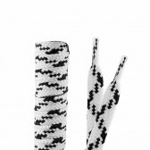 Melanžiniai batų raišteliai iš poliesterio, balti su juoda spalva (7 mm plokšti) 120 cm Coccine, 1 pora