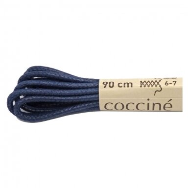 Medvilniniai vaškuoti batų raišteliai tamsiai mėlynos spalvos (3 mm) 90cm Coccine, 1 pora Medvilniniai vaškuoti batų raišteliai tamsiai mėlynos spalvos (3 mm) 90cm Coccine, 1 pora