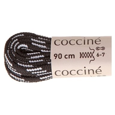 Melanžiniai batų raišteliai iš poliesterio, juodi su balta spalva (7 mm) 90 cm Coccine, 1 pora Melanžiniai batų raišteliai iš poliesterio, juodi su balta spalva (7 mm) 90 cm Coccine, 1 pora