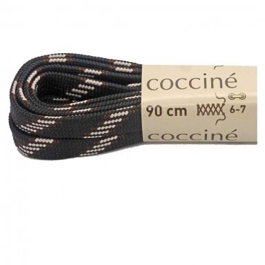 Melanžiniai batų raišteliai iš poliesterio, juodi su ruda ir smėlio spalvomis (8 mm plokšti) 90 cm Coccine, 1 pora Melanžiniai batų raišteliai iš poliesterio, juodi su ruda ir smėlio spalvomis (8 mm plokšti) 90 cm Coccine, 1 pora