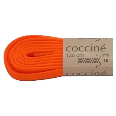 Melanžiniai batų raišteliai iš poliesterio, oranžinės spalvos (8 mm plokšti) 120 cm Coccine, 1 pora Melanžiniai batų raišteliai iš poliesterio, oranžinės spalvos (8 mm plokšti) 120 cm Coccine, 1 pora