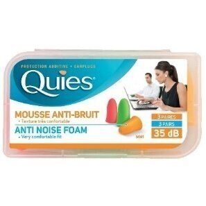 QUIES protective ear plugs made of polyurethane foam, bright colors, 6 pairs