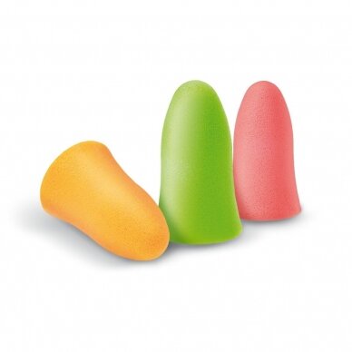 QUIES protective ear plugs made of polyurethane foam, bright colors, 6 pairs 1
