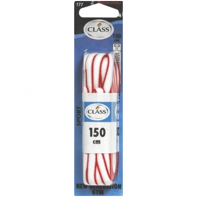Sports shoe laces white with red stripe no. 177 Class, 150 cm (1 pair)